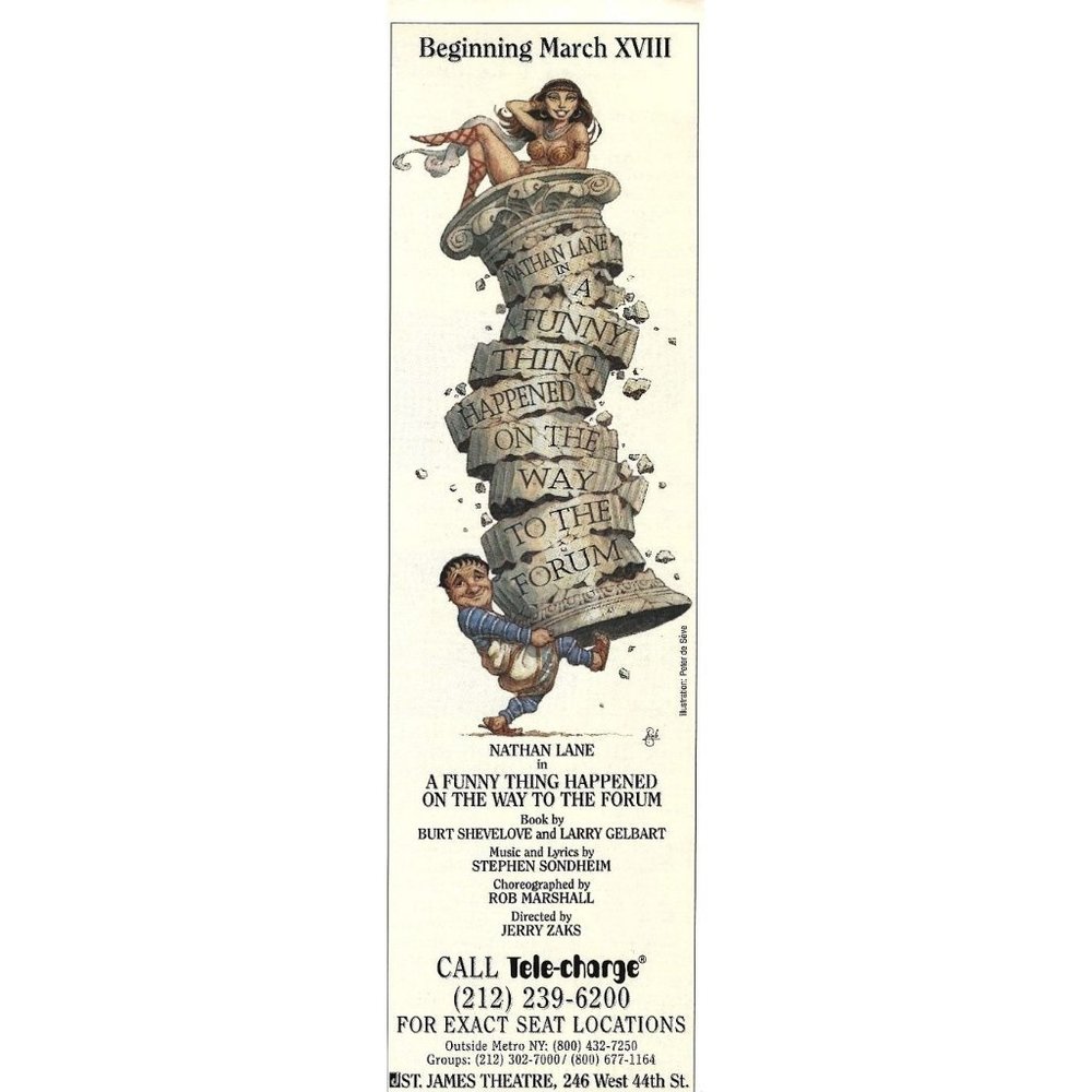 A Funny Thing Happened Way to Forum Theatre Broadway 1990s Vintage Print Ad